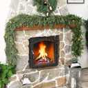 Cedar Christmas Garland with Lights for Mantle - Decorations 9 ft Realistic Lighted Faux Pine Garlands for Xmas Indoor Outdoor Prelit Decoration 9ft Garland for Door Stairs Railing Fireplace
