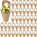 Tergy 50Packs Kraft Paper Flowers Gift Bags Brown Hanging Bouquet Wrapping Bags for Home Decoration (14Inches)