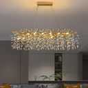 Modern Rectangle Crystal Tree Branch Chandelier, L40'' Large Gold Linear Raindrop Indoor Hanging Pendant Light Fixture for Kitchen Island Foyer Living Room Dining Room 10 Lights