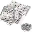 20 Pieces Stainless Steel Folding Hinges, 1.73 Inch Cabinet Hinges, Small Door Hinges, Small Hinges with 120 Pieces Screws for Wooden Cabinets Box Small Crafts and Lightweight Projects