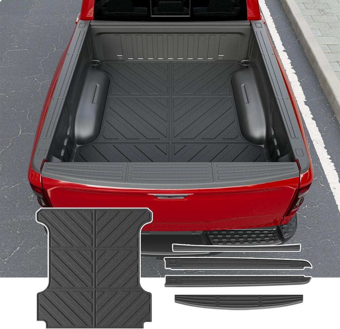 powoq 5.7FT Truck Bed Rail Caps Compatible with 2019-2026 Dodge Ram 1500 Truck Bed Mat Tailgate Molding Cap Protector Bed Around Rails Covers Replacement for 2019-2026 Dodge Ram 1500 Accessories