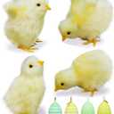 8 Pcs Chirping Spring Easter Chicks Decor Set 4 Pcs Fluffy Realistic Baby Chicks Easter Decorations, 4 Pcs Eggs,Fake Chickens Prop- Easter Props for Photography,Holiday Parties