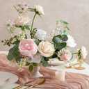 Ling's moment Fake Flowers Box, Faux Artificial Greenery Stems Foam Roses Silk Peony Eucalyptus Fabic Flower for Centerpieces Bouquet Wedding Vase Floral Decorations, Cream & Blush, Deluxe Combo