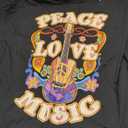 Retro Hippie Guitar Peace Love Music T-Shirt XL