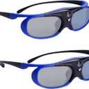 Sintron 2X ST08-DLP 3D Active DLP-Link Glasses Eyewear Rechargeable - 144Hz for 3D-Ready DLP Projectors Including Optoma, BenQ, Acer, Dell, Viewsonic, Vivitek, Sharp, LG, NEC, Mitsubishi (Blue)