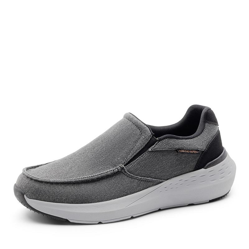 Bruno MArc Men's Slip-On Canvas Loafers, 12, Dark Grey
