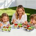 RAOOKIF 2 Pack Stainless Steel Snack Containers with Lids, 3-Compartment Leak-Proof Food Storage Containers, 20 oz Reusable Grab-and-Go Bento Box for School, Home, Office, and Camping, Dishwasher-Safe