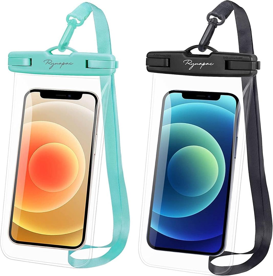 Rynapac IPX8 Waterproof Phone Pouch - 8.5in, 2 Pack Waterproof Phone Case for iPhone 17 16 15 Pro Max, Galaxy S26 S25 Ultra, Cellphone Dry Bag with Lanyard for Beach Vacation Travel Cruise Essentials