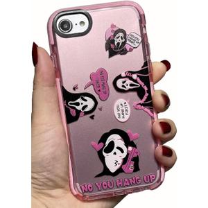 Cute Skull Skeleton Case for iPhone 16 Plus 6.7 inch, Scream Horror Movie Printed, Soft TPU Clear Kawaii Shockproof Cover for Women Girls Cool Funny Cartoon Halloween Phone Cases for iPhone 16 Plus