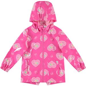 Barbie Girls Zip Up Waterproof Rain Jacket Little Kid to Big Kid Sizes (4-14-16) (Pink)