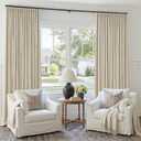 Cream Beige Linen Blackout 126 Inch Curtains for Living Room 2 Panels Set Pinch Pleated Back Tab Drapes Farmhouse Thermal Insulated Full Black Out Curtains 126 Length High Ceiling to Floor 50x126