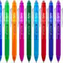 ParKoo Retractable Erasable Gel Pens Clicker, Fine Point 0.7mm, Assorted Color Inks for Drawing Writing, 10-Pack
