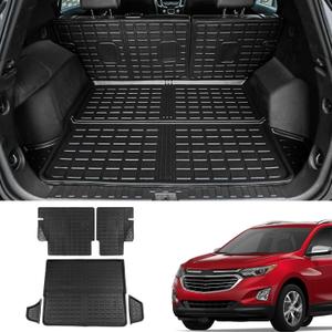 Cargo Mat Compatible with 2018-2024 Chevrolet Equinox & GMC Terrain Trunk Mat TPE All Weather Back Seat Cover Protector (Backrest Mats+Rear Trunk Mat)