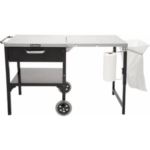 Cuisinart Prep n Cook Outdoor Table and Grill Stand, Stainless Steel Folding Table with Wheels, 48 x 24 Prep Station for Home BBQ, Tailgates, Cookouts