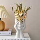 FJS Ceramic Face Vases, White Flower Vases for Decor, 3.5" W x 7" H Modern Decorative Vase Centerpiece for Table Shelf Living Room Office Bedroom (Small)
