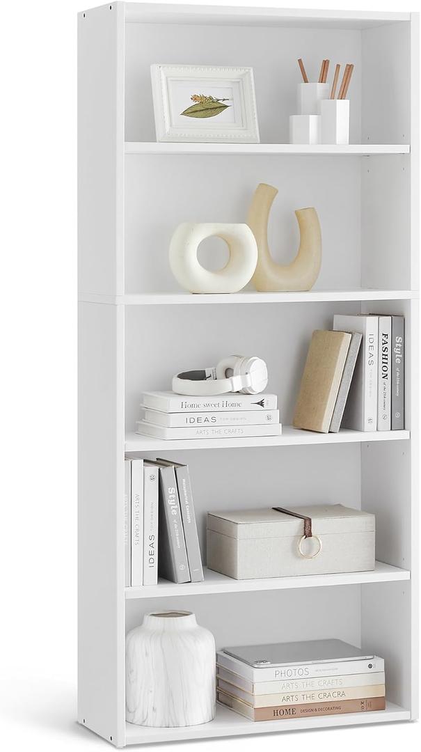 VASAGLE CUSTOS Collection - Bookshelf, 5-Tier Bookcase, Book Shelf, Open Storage Shelf, 9.4 x 23.6 x 52.8 Inches, for Living Room, Home Office, Dinning Room, Cloud White ULBC165T14