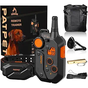 PATPET Dog Training Collar, 1.2 Mile Range 101 Training Levels Dog Shock Collar with Remote Control (15-150 lbs), Waterproof 100% Safe E Collar for Large Breed for Dogs Black with Vivid Orange