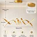 Jaycomey LED Chandelier, 37inch Modern Gold Dimmable Kitchen Island Light