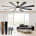 TCL Ceiling Fans with Lights and Remote: 8 Blades, Quiet Reversible DC Motor, Dimmable Super Bright LED, Noiseless Large Modern Fan for Room, Outdoor, Commercial and Industrial Use (Black, 72 Inch)