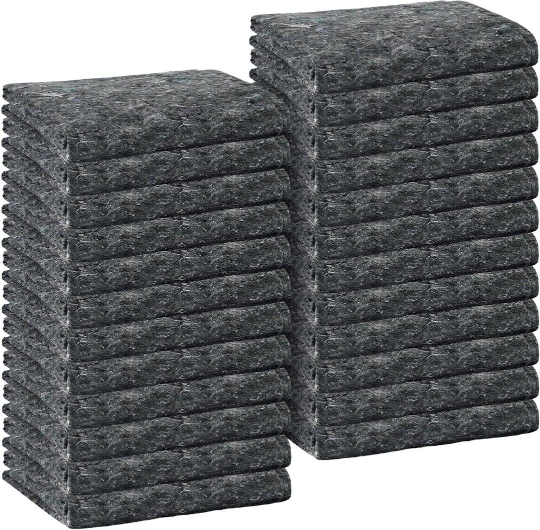 Newwiee 24 Pieces Textile Moving Blankets Bulk 54 x 72 Inch Furniture Blanket High Tensile Strength Pads Shipping Packing Blanket for Moving Furniture Floors Moves and Storage Equipment (Grey)