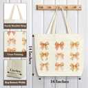 Fall Tote Bags, Beautiful Bow Canvas Tote Bag, Fall Shoulder Bag, Autumn Holiday Gifts, Thanksgiving Gifts For Women Friends Teacher Mother Colleagues -B07