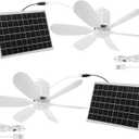 2 Set Portable Solar Ceiling Fan Kit 15w Monocrystalline Solar Panel USB Hanging Ceiling Fan with On/Off Button for Patio Camping Tent Chicken Coop Greenhouse Shed
