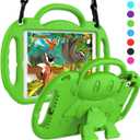 SUPLIK Kids Case for iPad 5th/6th Generation (9.7 inch, 2017/2018), iPad Air 1 & Air 2 & Pro 9.7 Protective Case with Shoulder Strap Handle Stand for iPad 5/6 & iPad Air 1st/2nd Gen, Green