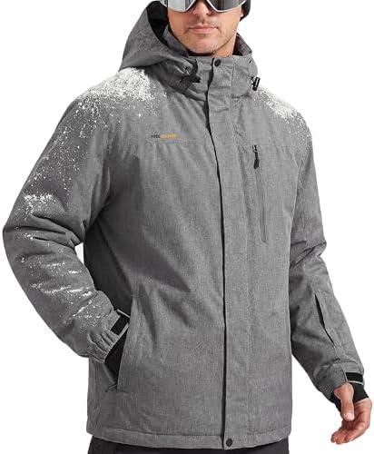 FREE SOLDIER Men's Waterproof Ski Snow Jacket Fleece Lined Warm Winter Rain Jacket with Hood Fully Taped Seams.S