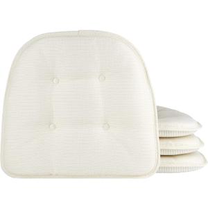 Klear Vu Omega Non-Slip Chair Cushions, Assembled in USA, U-Shaped Skid-Proof Seat Pads for Dining Room, Kitchen, Office, 15"x16", 4 Pack, Solid Ivory 4 Count