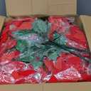 BLEUM CADE Artificial Christmas Flowers Hanging Poinsettias with Basket for Outdoors, Artificial Hanging Red Poinsettias for Xmas Decoration, UV Resistant Faux Flowers Christmas Decorations (2 pack)