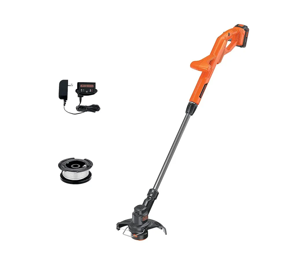 BLACK+DECKER 20V MAX String Trimmer Edger Cordless, 10-Inch Electric Weed Wacker with Automatic Feed Spool Kit (LST201)