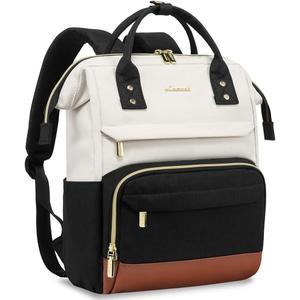 LOVEVOOK Mini Backpack for Women, Small Backpacks Purse, College Bookbag for School, Fashion Bag for Travel Work Gift, Lightweight Daypack, Beige-Black-Brown (13inch)