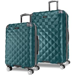 Kenneth Cole REACTION Diamond Tower Collection Lightweight Hardside Expandable 8-Wheel Spinner Travel Luggage, Deep Teal, 2-Piece Set (20" & 28")