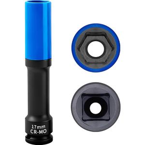 17mm 1/2"Extra-long Thin Wall Wheel Protector Impact Deep Socket, 6 Point Impact Drive Lug Nut Socket, Non-Marring Lug Nut, for Wheel Assembly and Dismantling