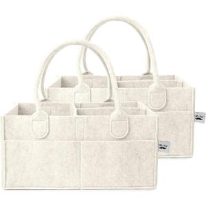 Mr. Pen Baby Diaper Caddy Organizer, 2 Pack, Beige, Baby Caddy Organizer with Handle, Compact Size, Collapsible & Portable