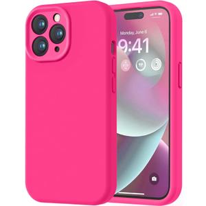 LOVE 3000 Designed for iPhone 14 Pro Case, Premium Silicone with [Soft Anti-Scratch Microfiber Lining] Shockproof Protective Phone Case for Men Women Girls 6.1", Hot Pink