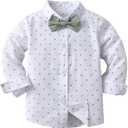 Boarnseorl Baby Boys Pants Sets, Infant Long Sleeve Shirt + Pants + Bow Tie + Suspenders Outfits (6-7Y)
