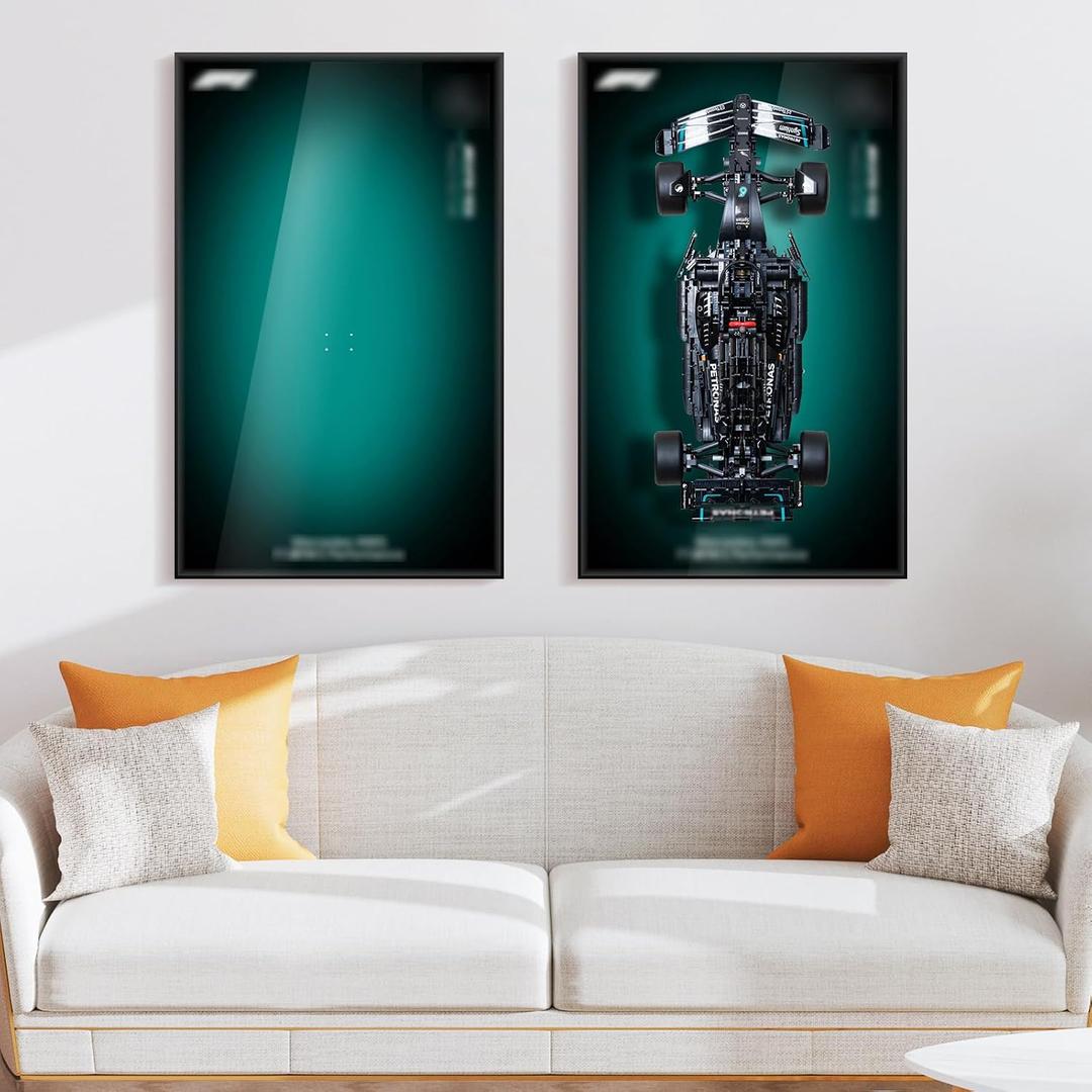 Joodyyoo Display Wall Board for Lego Technic Mercedes AMG F1 42171, Wall Art for Lego F1 Car Wall Mount, Gift Idea, Home Decor (Car Not Included, No lights), 31.5"L x 19.7"W
