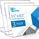 EHWINE 3 Pack 8.5 x 11 Acrylic Sign Holder Horizontal, Clear Plastic Signs Display Stand, Slanted Back Paper Holder Stand up Table Top Sign Holders Flyer Stand Frames for Office Business Store