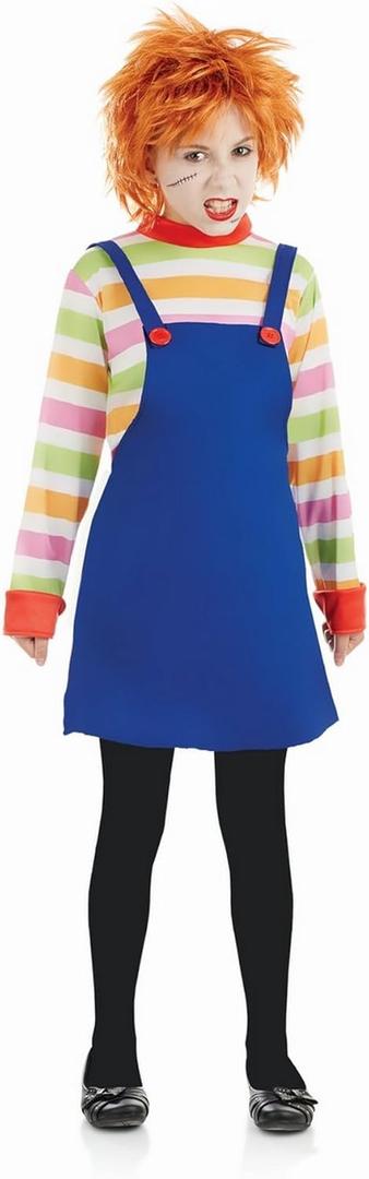 fun shack Kids Evil Doll Costume Childrens Possessed Horror Movie Dummy Dress Outfit (Small, Multicolored)