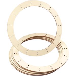 14 Inch 6 Pack Unfinished Wooden Wreath Rings Crafts Hanging Floral Hoop Garland Wood Wreath Frames for Home Decor (0.15 inch Thick,with 30 Holes)
