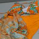 Bolsamila Three Piece Swimsuit for Women Tropical Swimwear Halter Triangle Floral Print Halter Bikini Set Bathing Suit Summer Beach Orange, Large