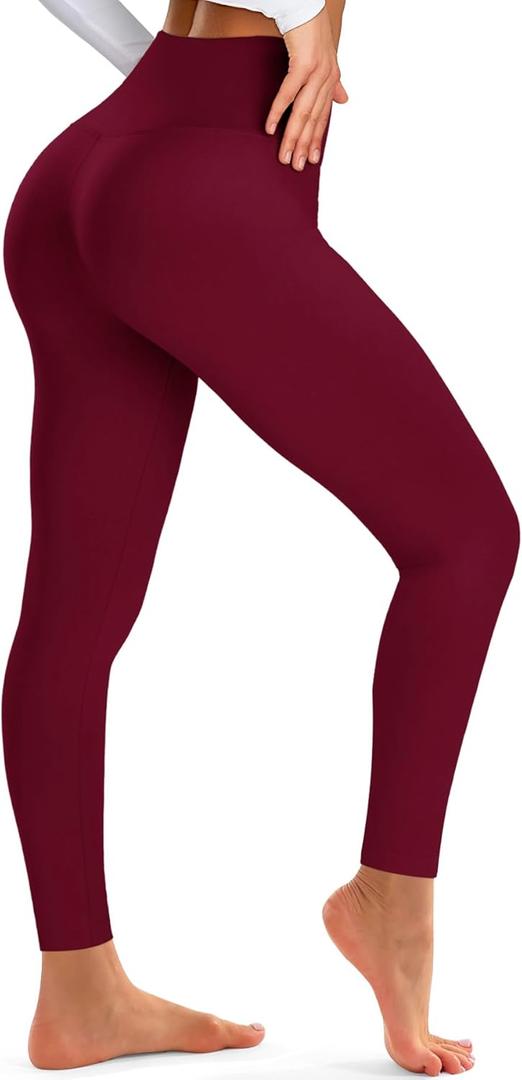 BLUEENJOY Leggings for Women - High Waisted Full Length Buttery Soft Yoga Pants for Workout Athletic Daily (XX-Large, 06 Burgundy)