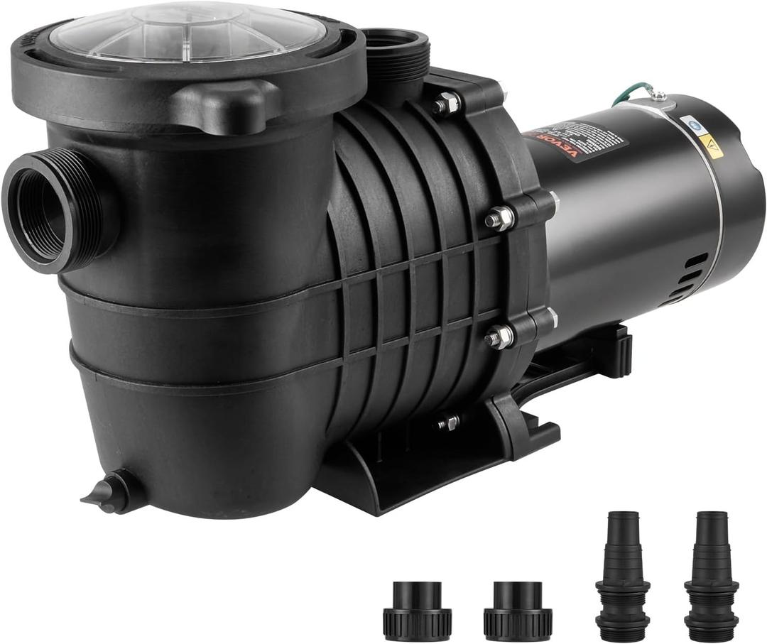 VEVOR Above Ground Pool Pump, 1.5 HP, 100 GPM Single Speed Swimming Pool Pump, 110V/240V 3450 RPM 50.9 ft Max Head Pool Pump with Filter Basket, for Above Ground Pools Hot Tubs Spas