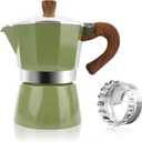 ShanSon Moka Pot Stovetop Espresso Maker 3 Cup 5 oz Italian Coffee Maker Manual Cuban Coffee Percolator Machine Italian Espresso Greca Coffee Maker for Cappuccino or Latte,Green