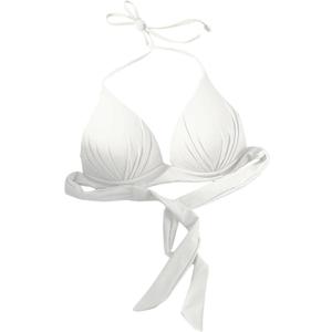 MakeMeChic Women's Halter Bikini Top Tie Back Push Up Backless Triangle Swimsuit Top Beachwear (Medium, White)