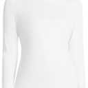 Slim Fitted Long Sleeve Shirts for Women Cotton Tee Tshirts Crewneck Undersrubs Plain Casual Undershirts Tops (Small, White)