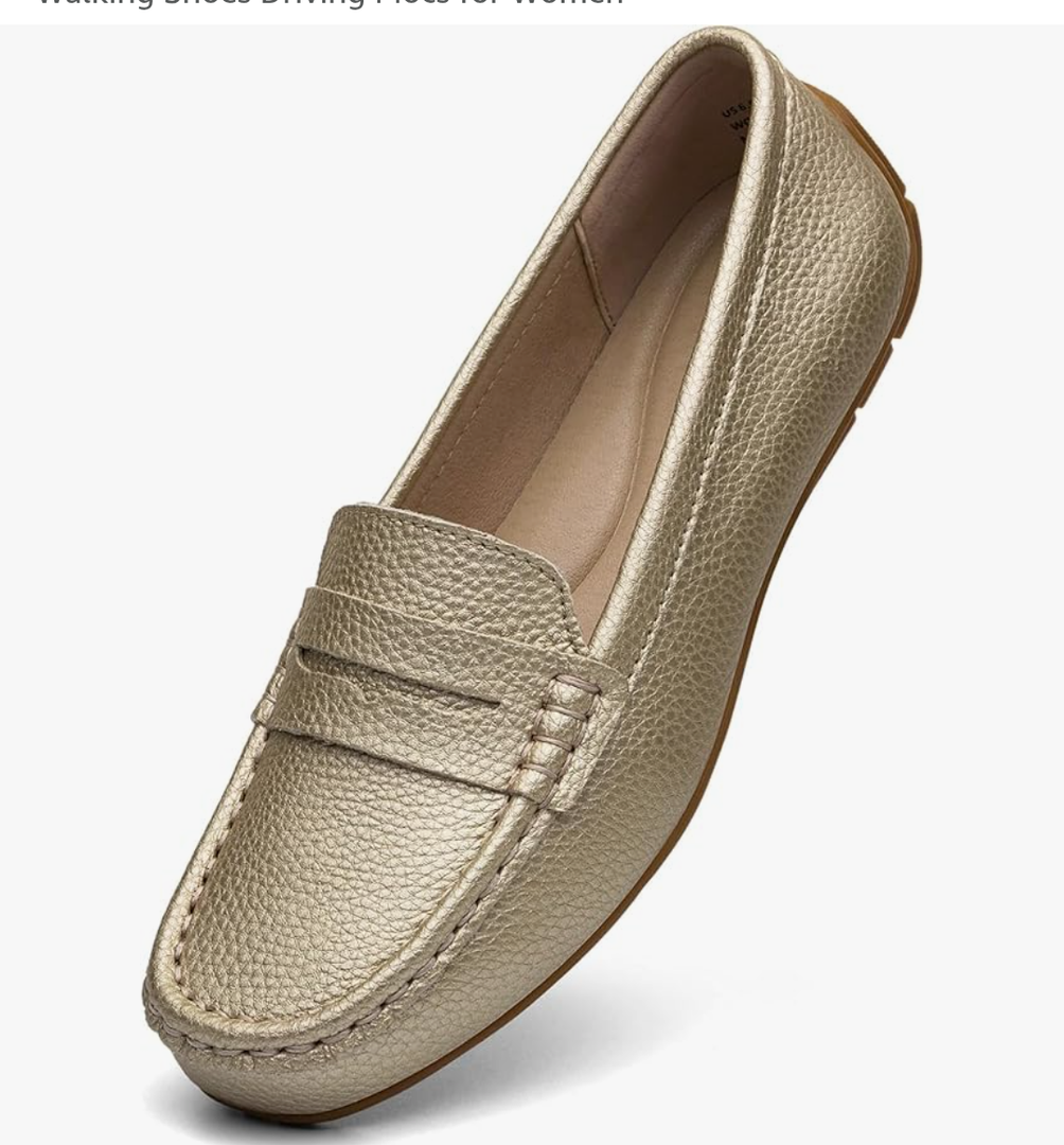 Women's Comfortable & Lightweight Leather Penny Loafers Slip-Ons Cute Business Casual Dress Shoes Work Office Flats Everyday Walking Shoes Driving Mocs for Women Size 8,5