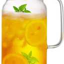 42OZ Glass Pitcher with Lid and Spout, Water Jug, 1250ml Carafe for Hot/Cold Water, Large Iced Tea Pitcher for Coffee, Juice and Homemade Beverage