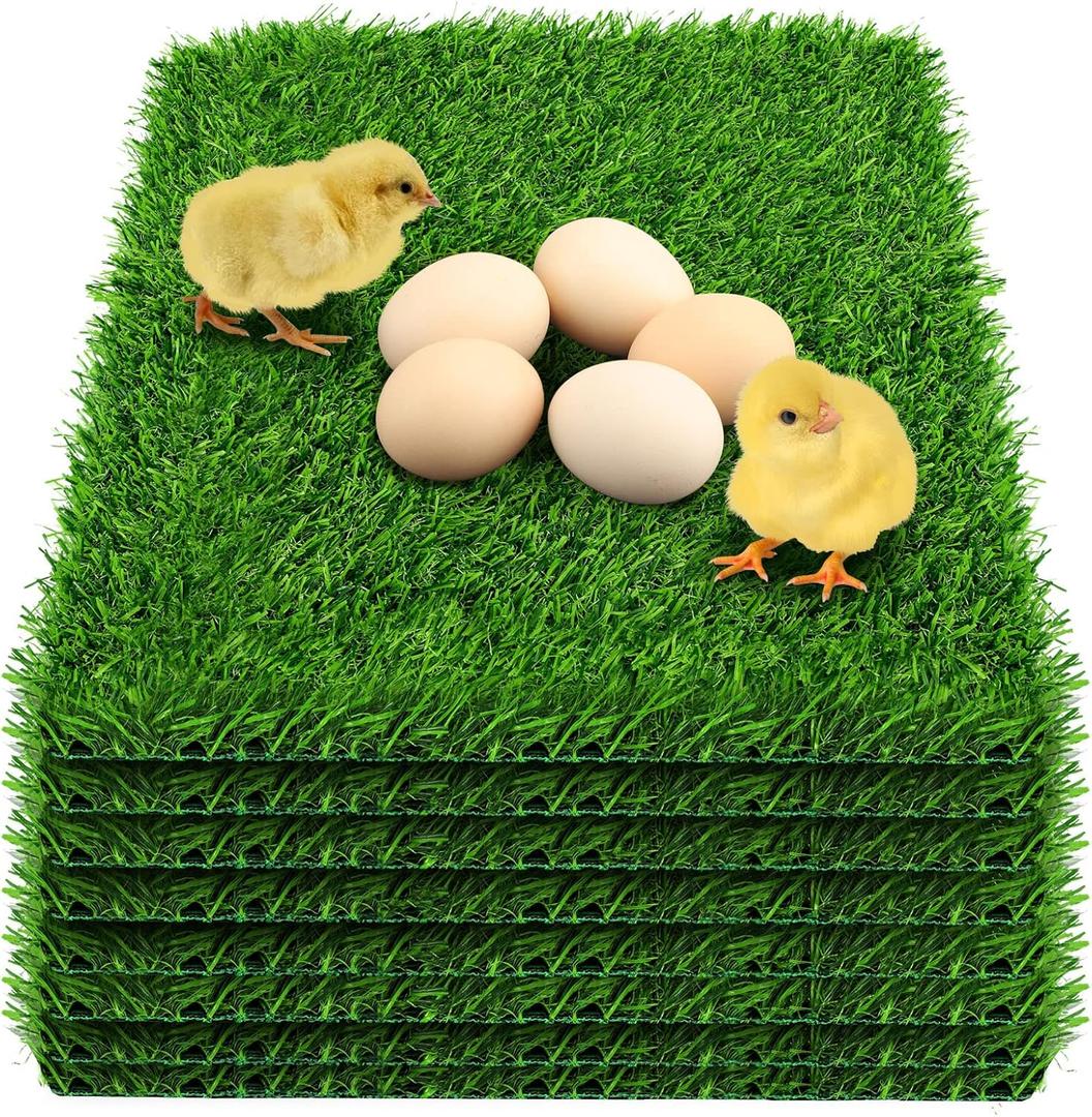 8 Pack Chicken Nesting Box Pads - Washable Artificial Grass Nesting Pads - Chicken Nesting Pads for Chicken Coop and Pet Garden Lawn Indoor Outdoor 12"12"1"